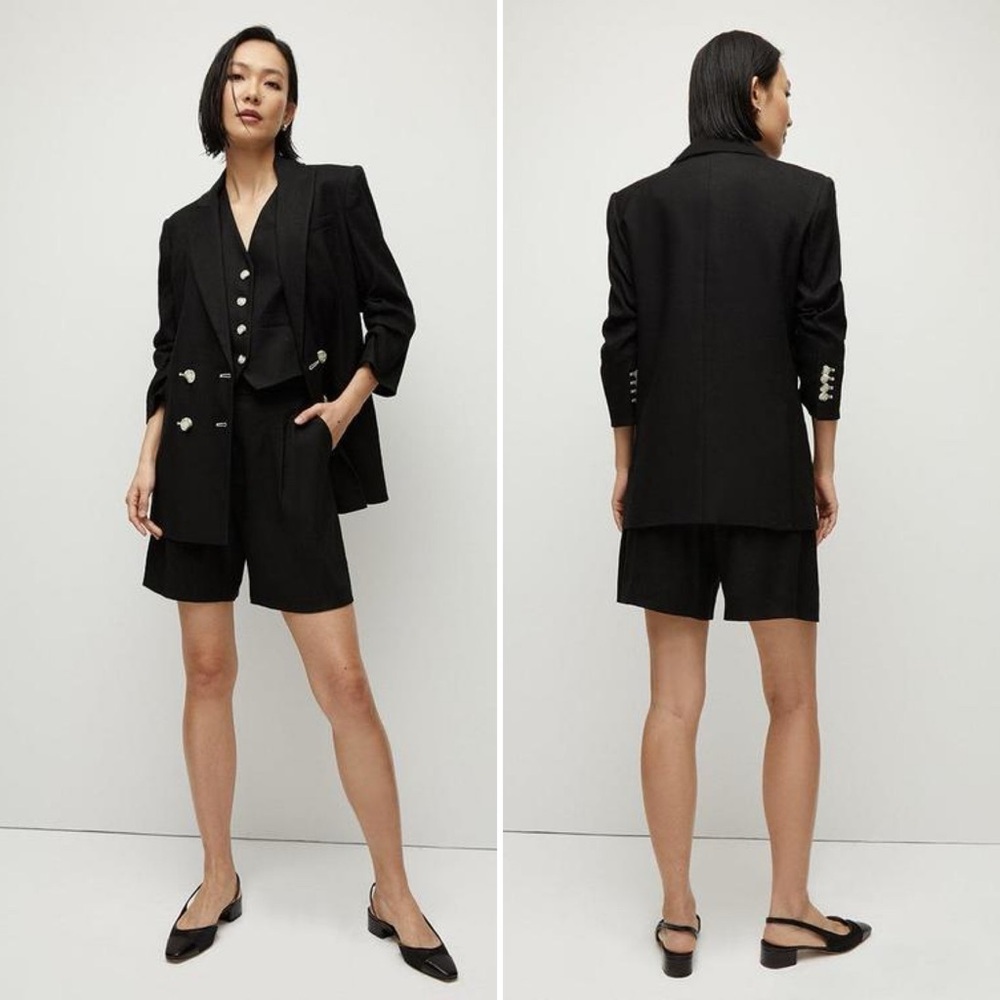 Veronica Beard Kiernan Linen Blend Dickey Blazer Jacket Black Size 0 - Picture 2 of 15